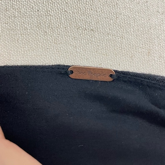 Free People Vintage Summer Plunge Neckline Tie Black Button Front Maxi Dress - Picture 11 of 13